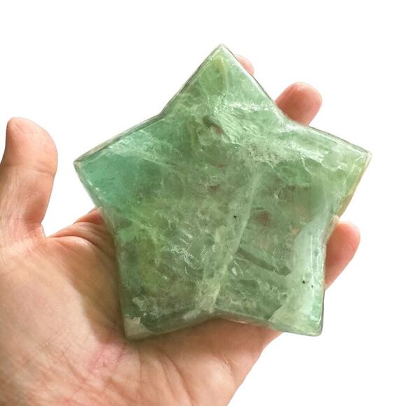 Green Flourite Crystal Star Shaped Ring Jewelry Dish Plate Decor Gemstone OS - Picture 7 of 14